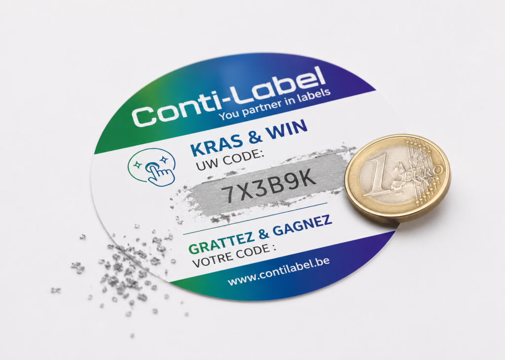 Scratch-off label met kraslaag voor wedstrijden en promoties